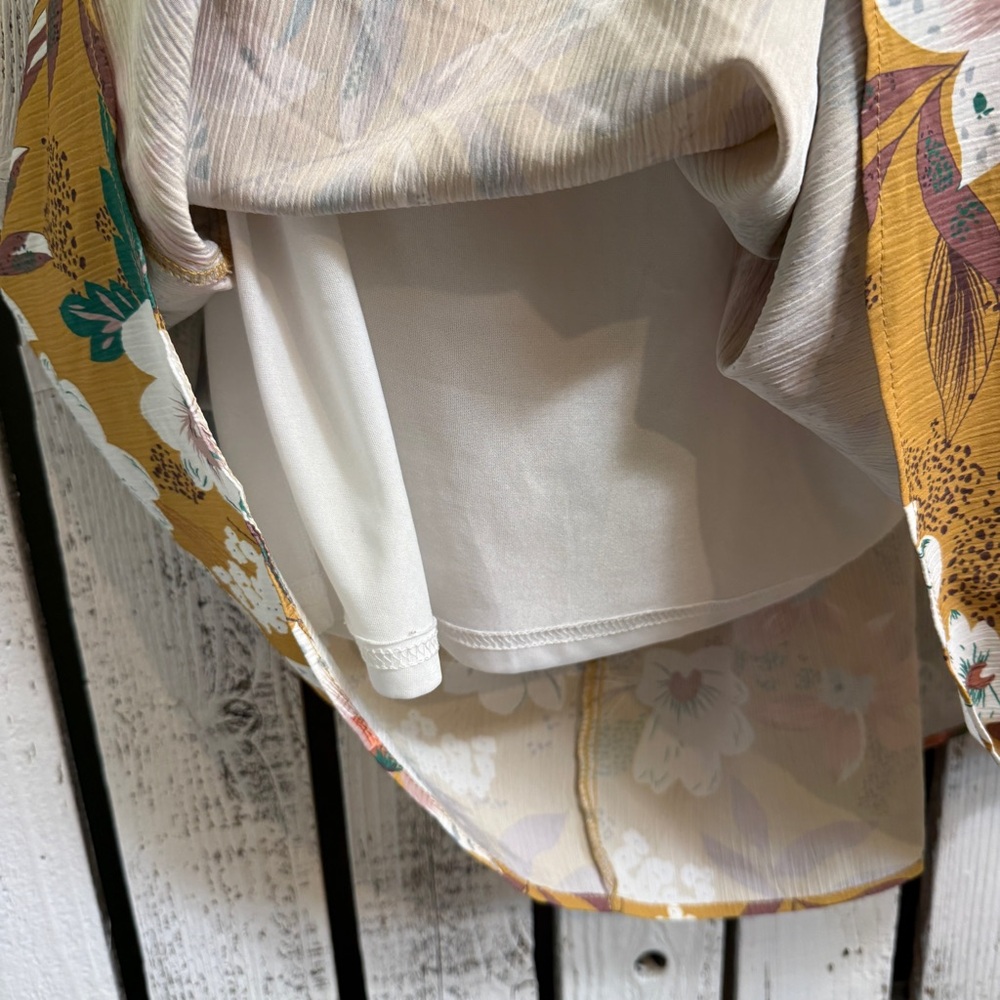 Fall Floral Dress Size Medium‎ Boho Cottagecore Above Knee Ruched Bodice Wedding - Picture 6 of 10